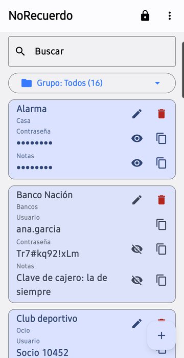 NoRecuerdo: lista de contraseñas