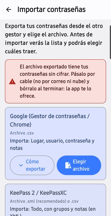 Importar contraseñas