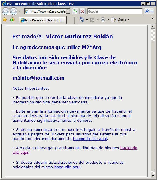 Pantalla de agradecimiento